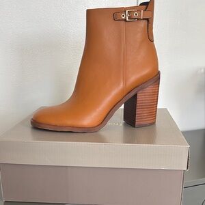 Smooth, Cognac/Tan Leather Ankle Boots -NWT